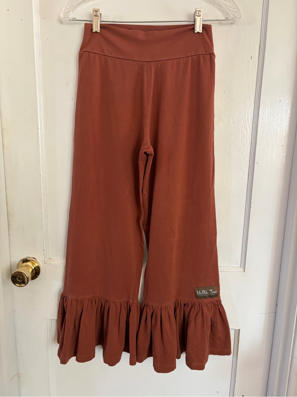 Matilda Jane Wide-Leg Ruffle Hem Pants in Rust Size Small EUC